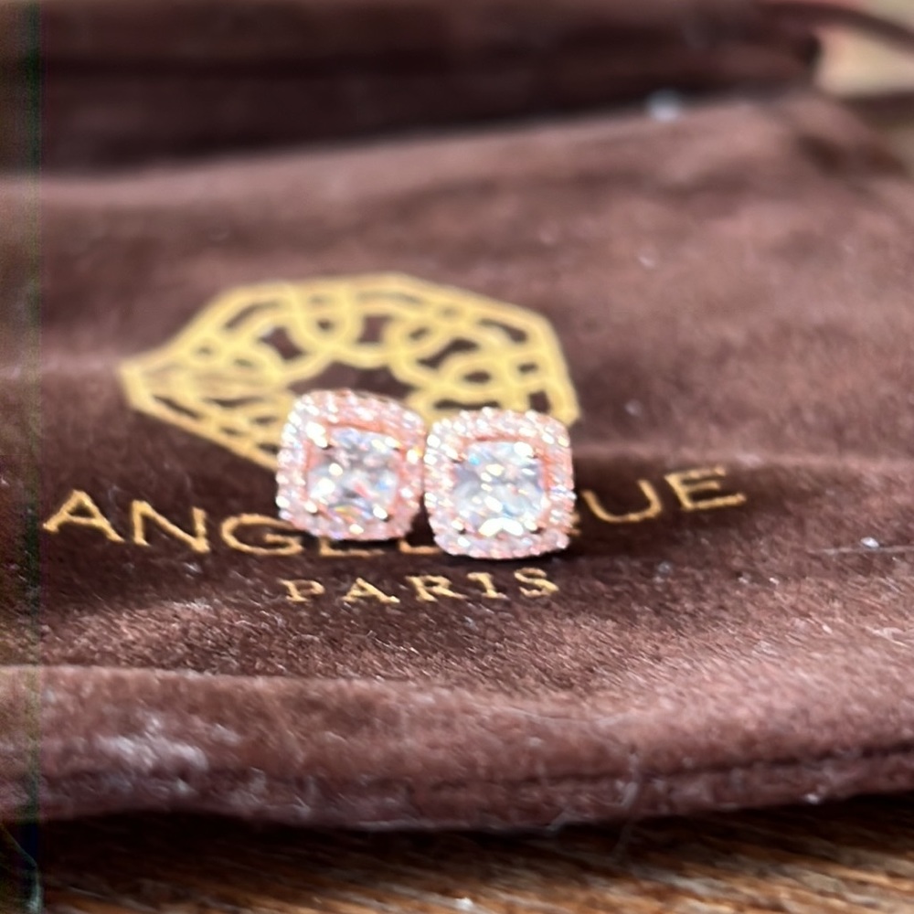 Halo Stud Swarovski Diamond 3.44 CTTW Rose Gold Earrings NWT - Picture 4 of 5